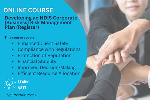 Developing an NDIS Corporate (Business) Risk Management Plan (Register) (WEB-121)