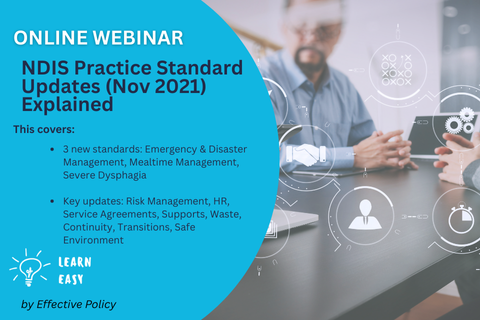Webinar: NDIS Practice Standard Updates (Nov 2021) Explained (WEB-101)