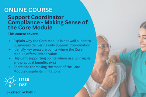 Webinar: Support Coordinator Compliance - making sense of the core module (WEB-109)
