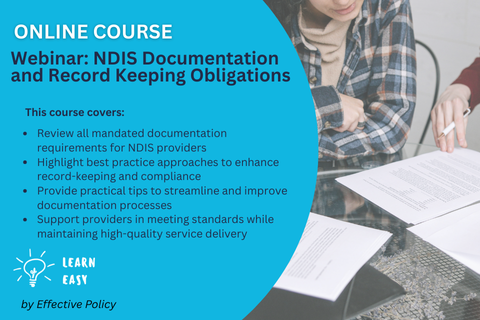 Webinar: NDIS Documentation and Record Keeping Obligations (WEB-202)