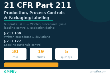 21 CFR Part 211 Module 4: Production & Packaging