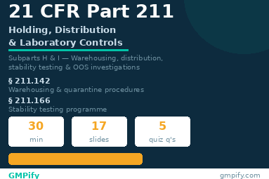 21 CFR Part 211 Module 5: Holding & Distribution