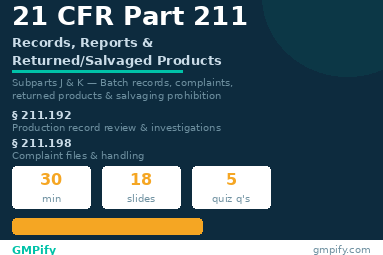 21 CFR Part 211 Module 6: Records & Reports