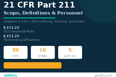 21 CFR Part 211: Scope, Definition & Personnel