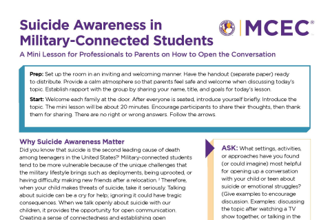 Mini Lesson: Suicide Awareness in Military-Connected Students