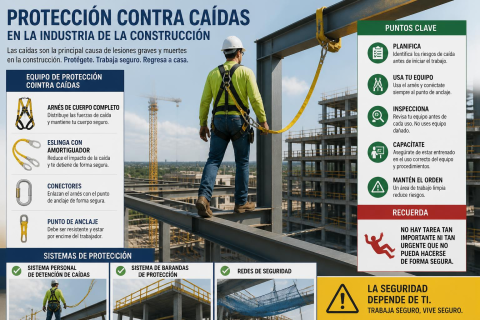Protección contra caídas en la industria de la construcción.